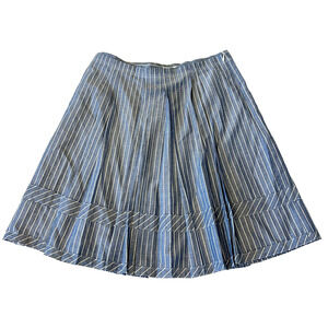 Madewell Women Pleated A Line Striped Skirt Sz 2 Blue Lined Side Zip Summer